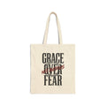 Grace Over Fear Tote | Christian Streetwear, Distressed Scripture Typography
