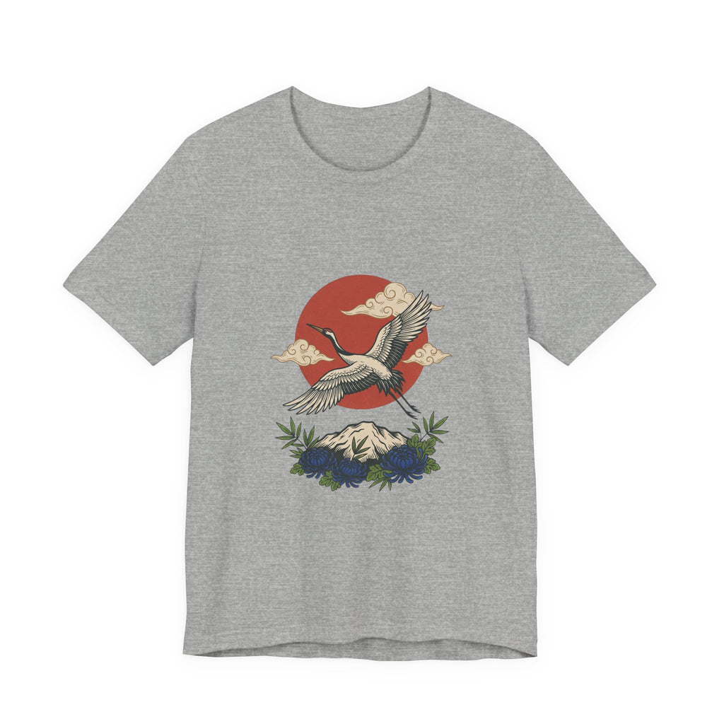 Crane Over Mount Fuji T-Shirt | Traditional Tattoo-Inspired, Japanese Flash