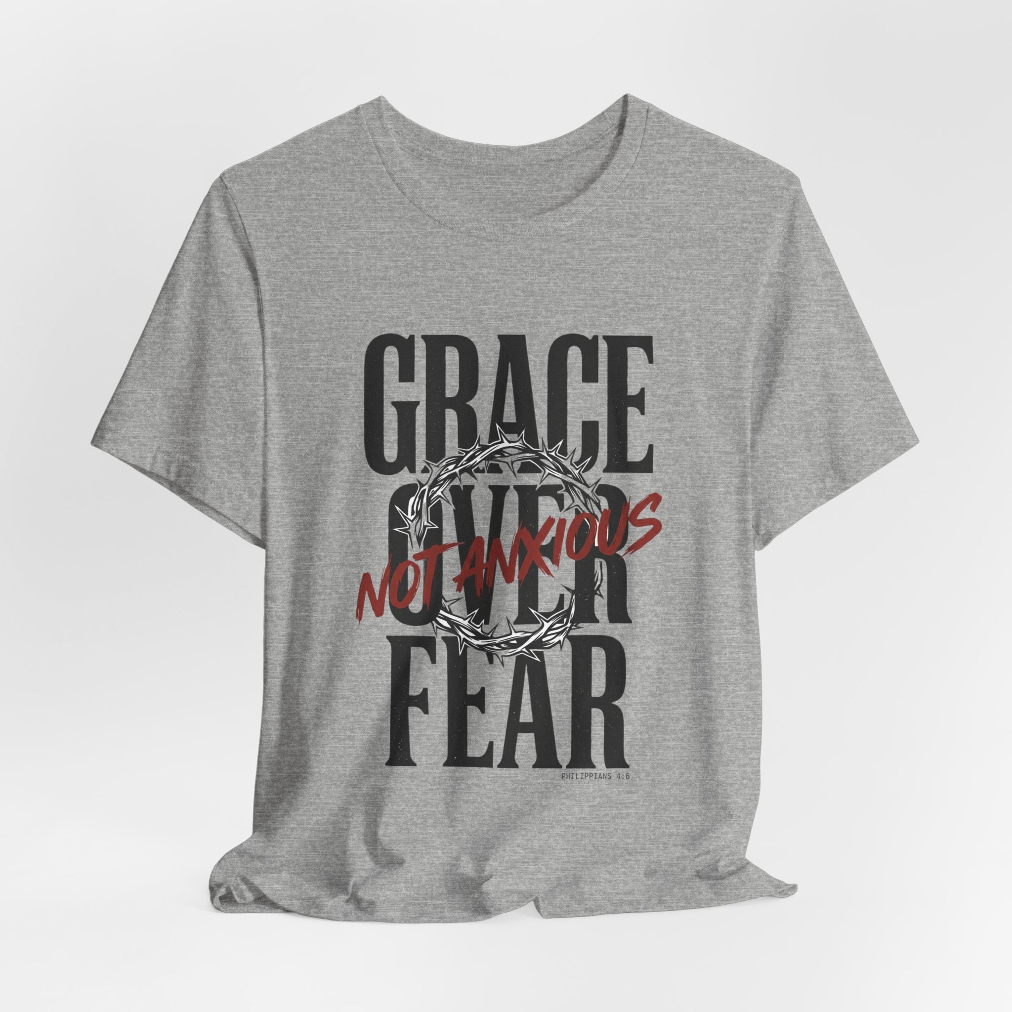 Grace Over Fear T-Shirt | Christian Streetwear, Distressed Typography, Thorn Graphic