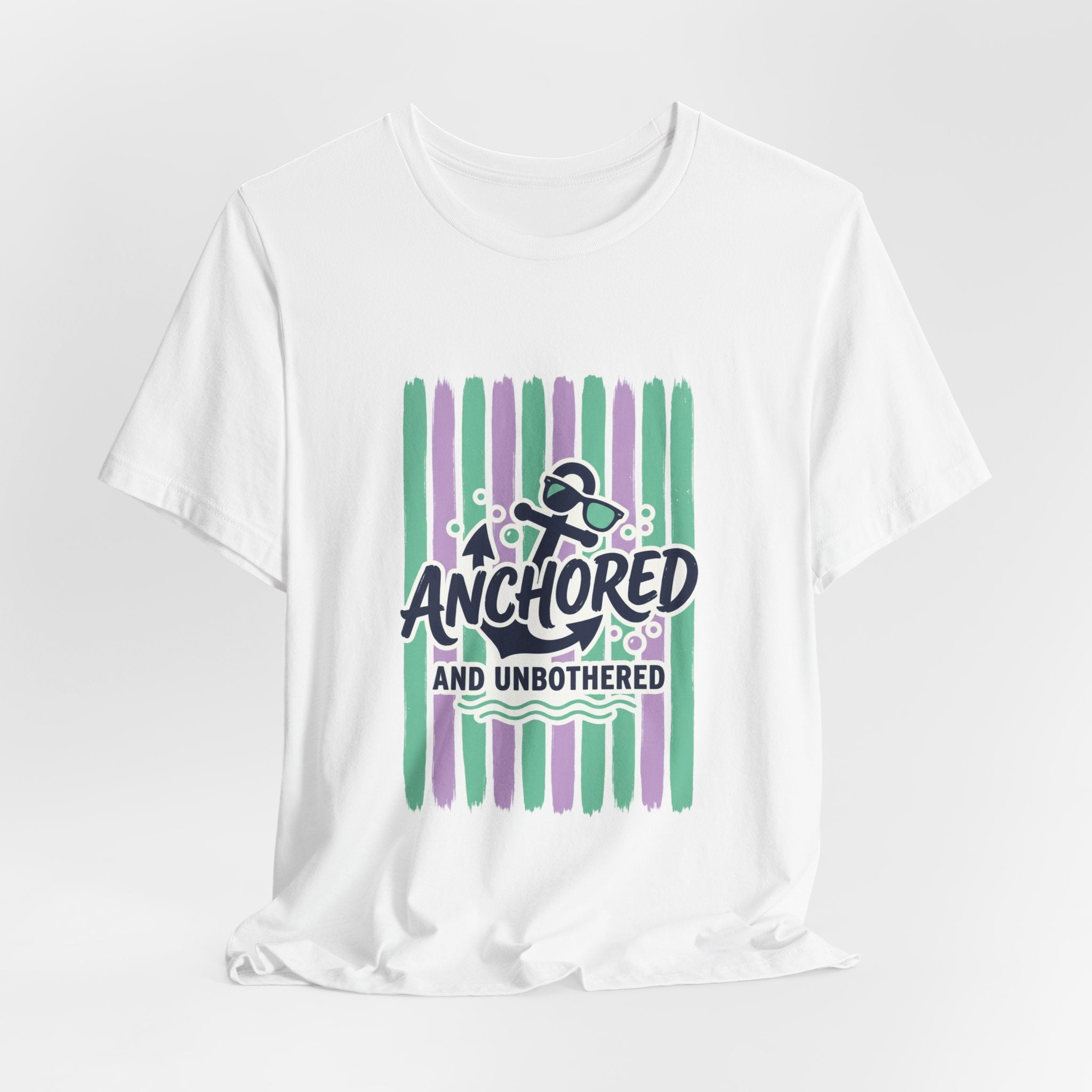 Anchored and Unbothered Tee | Cruise Vacation Shirt, Nautical Anchor, Tropical Stripes