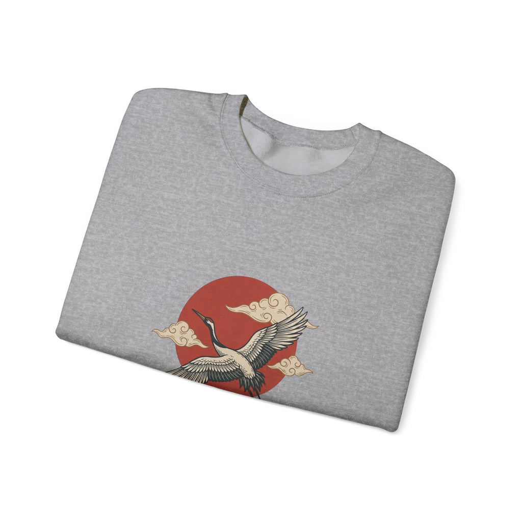 Flying Crane Traditional Tattoo Sweatshirt | Vintage Flash, Limited Palette