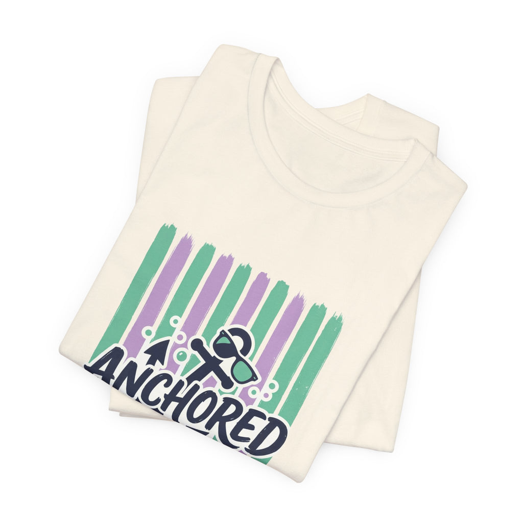 Anchored and Unbothered Tee | Cruise Vacation Shirt, Nautical Anchor, Tropical Stripes