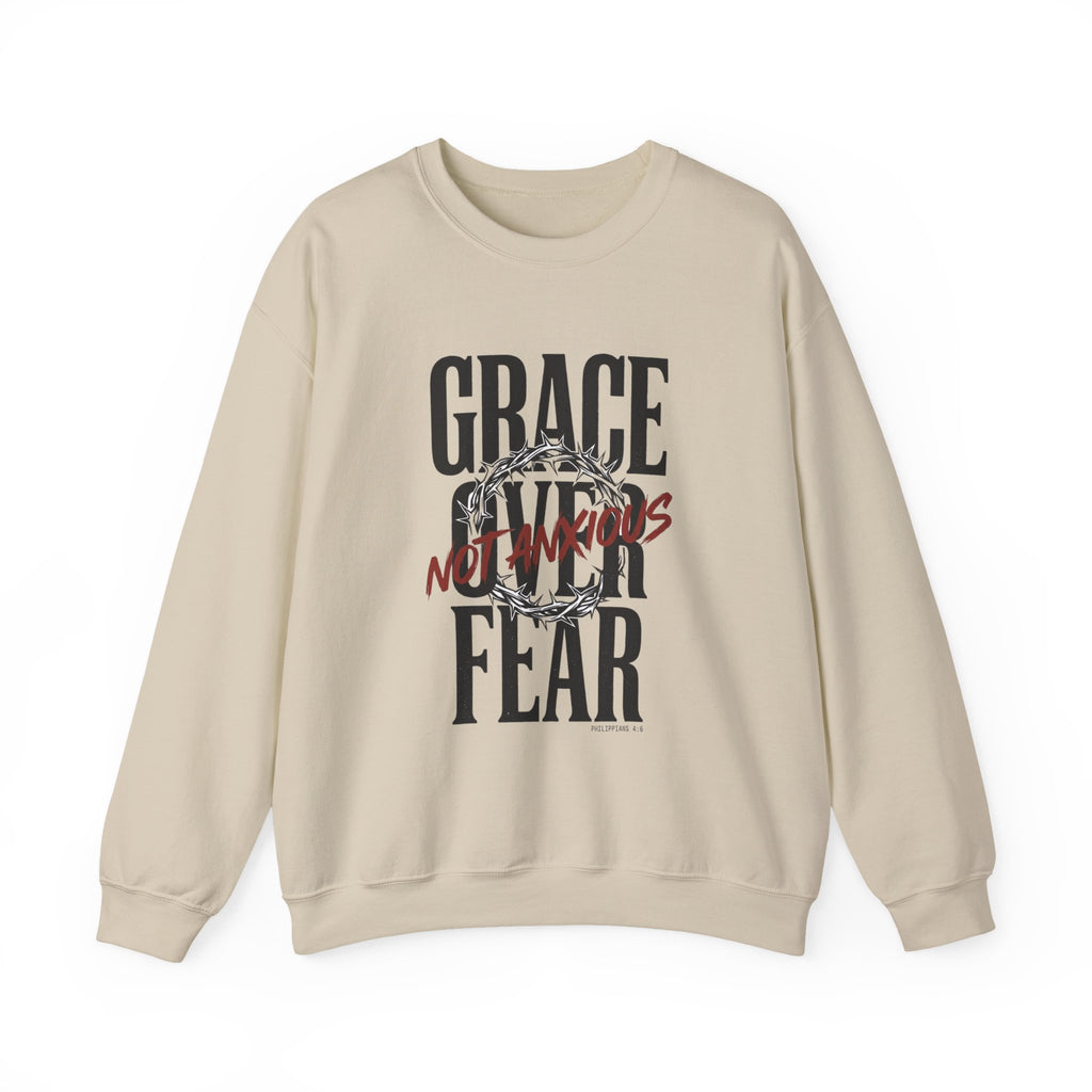 Grace Over Fear Sweatshirt | Christian Streetwear, Scripture Crown of Thorns