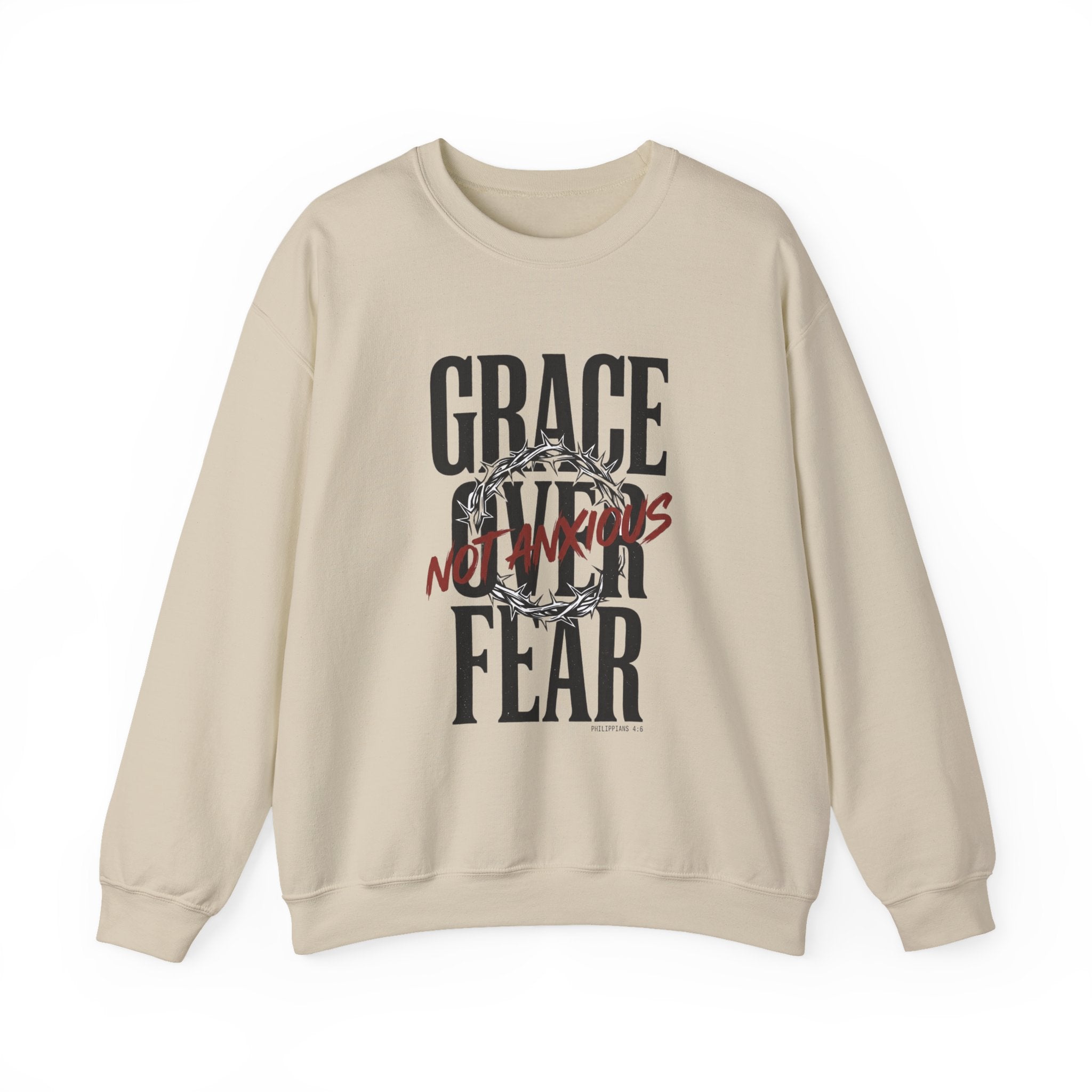 Grace Over Fear Sweatshirt | Christian Streetwear, Scripture Crown of Thorns