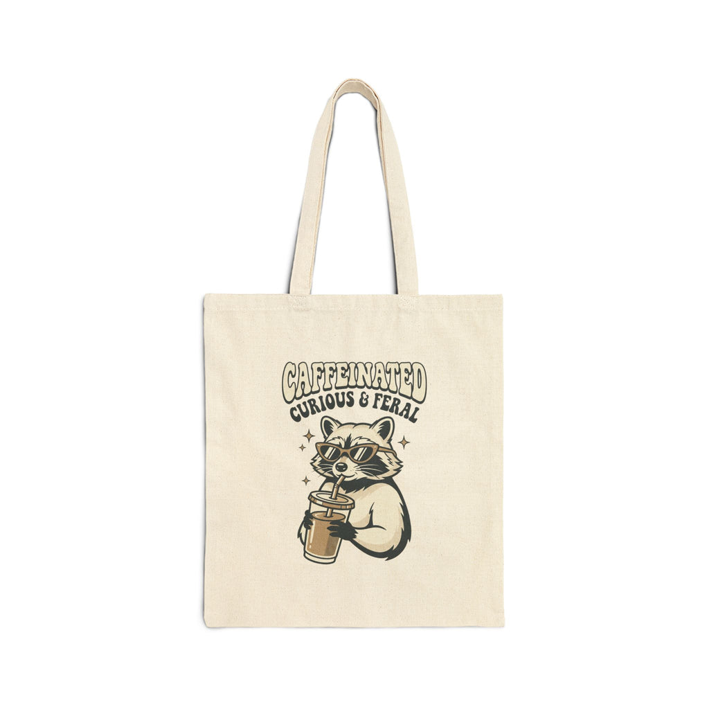 Caffeinated Curious & Feral Raccoon Tote | Feral Raccoon Aesthetic, Celestial Wilderness