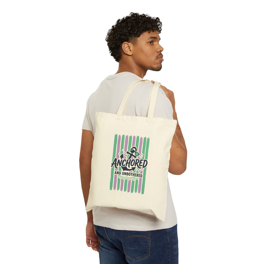 Anchored and Unbothered Tote | Cruise Vacation, Nautical Stripe Print