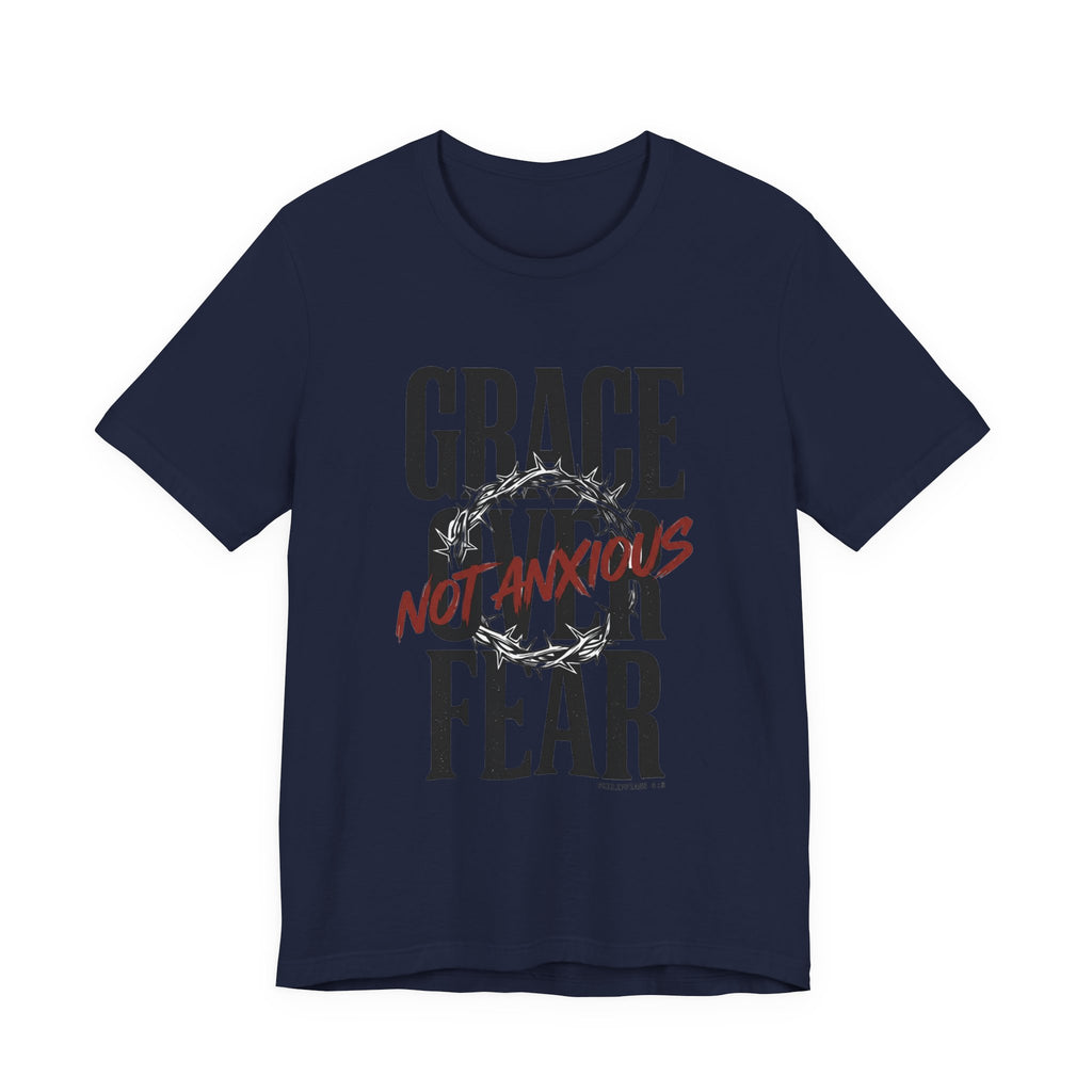 Grace Over Fear T-Shirt | Christian Streetwear, Distressed Typography, Thorn Graphic