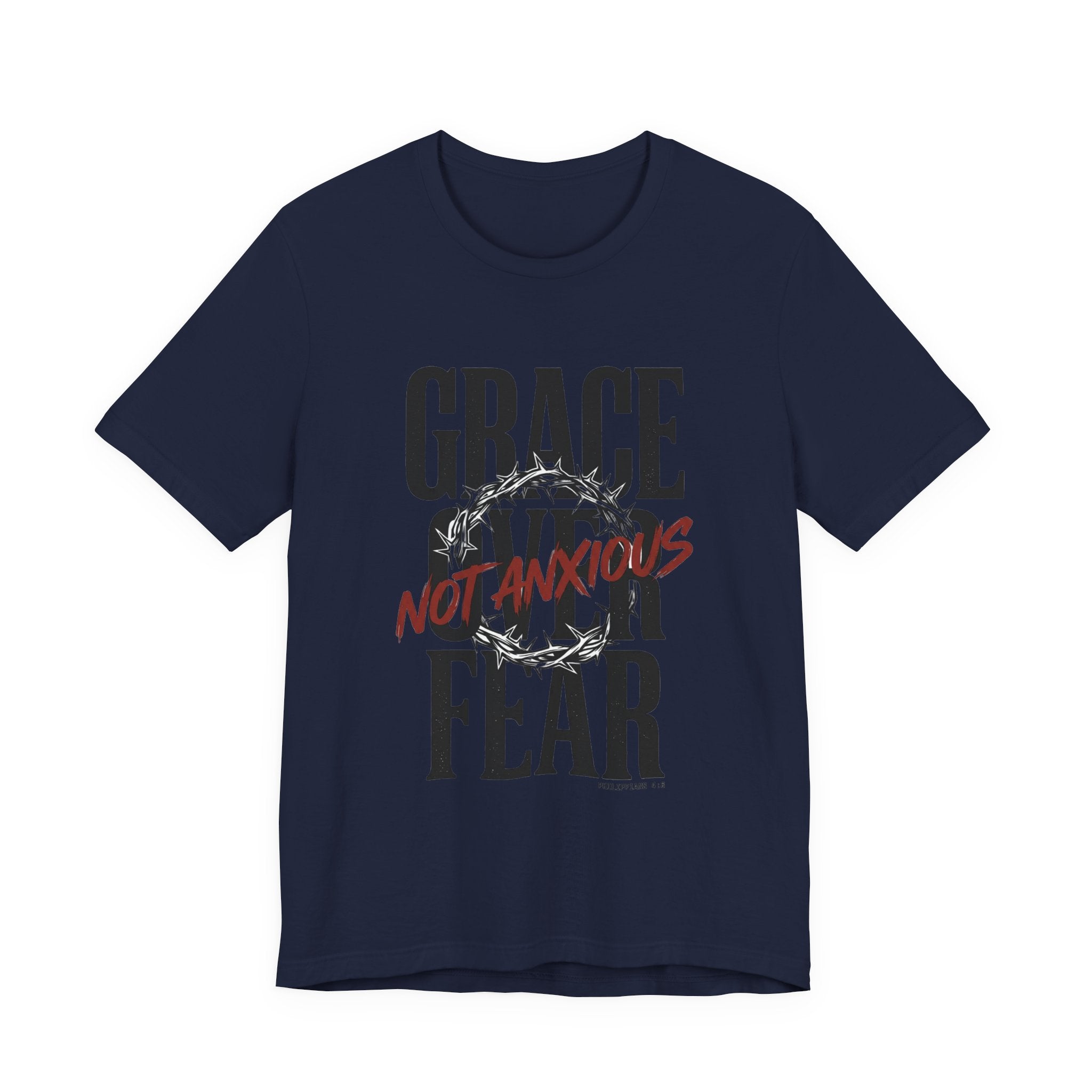 Grace Over Fear T-Shirt | Christian Streetwear, Distressed Typography, Thorn Graphic