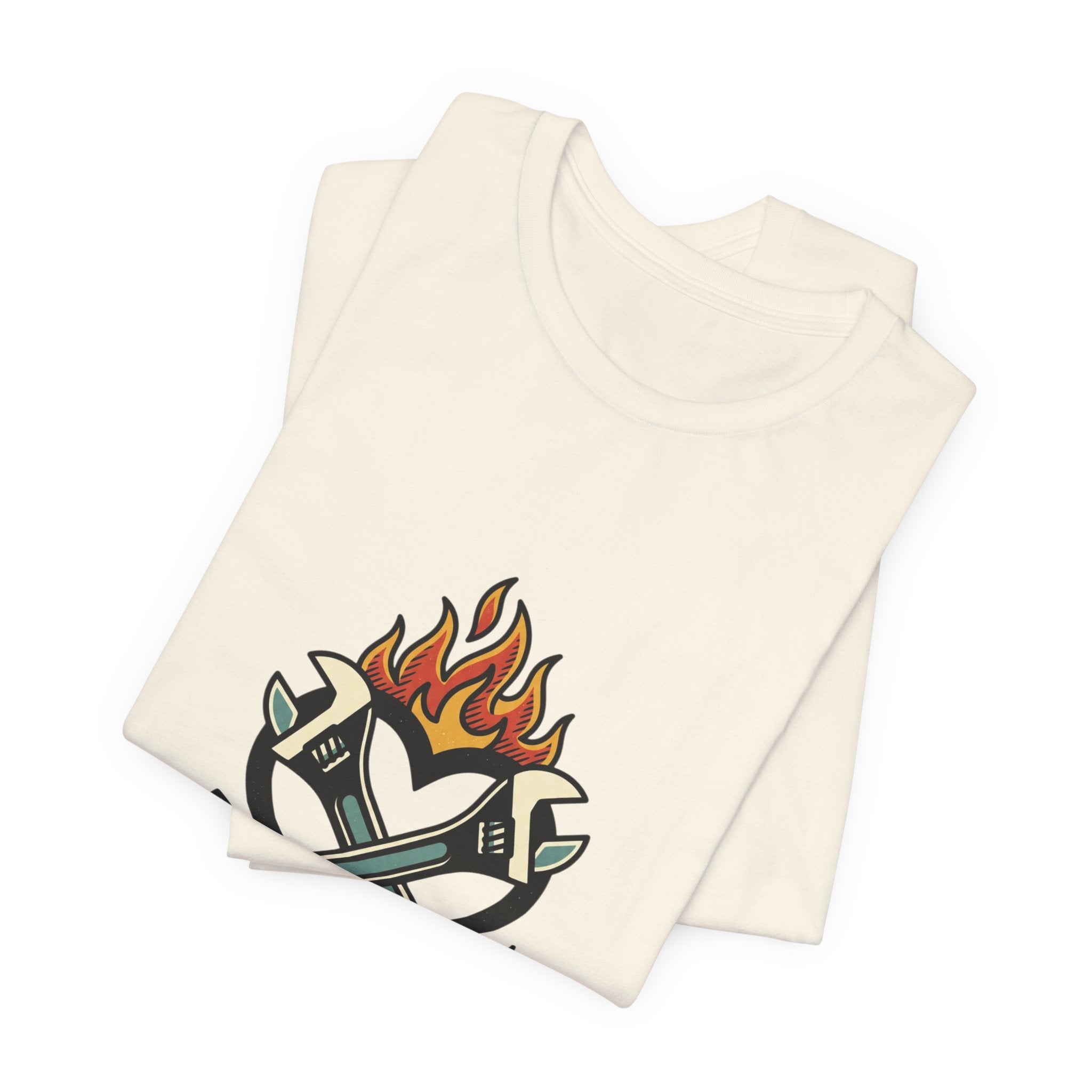 Grease and Grit Heart Flame Tee | Traditional Tattoo Style, Banner & Rose