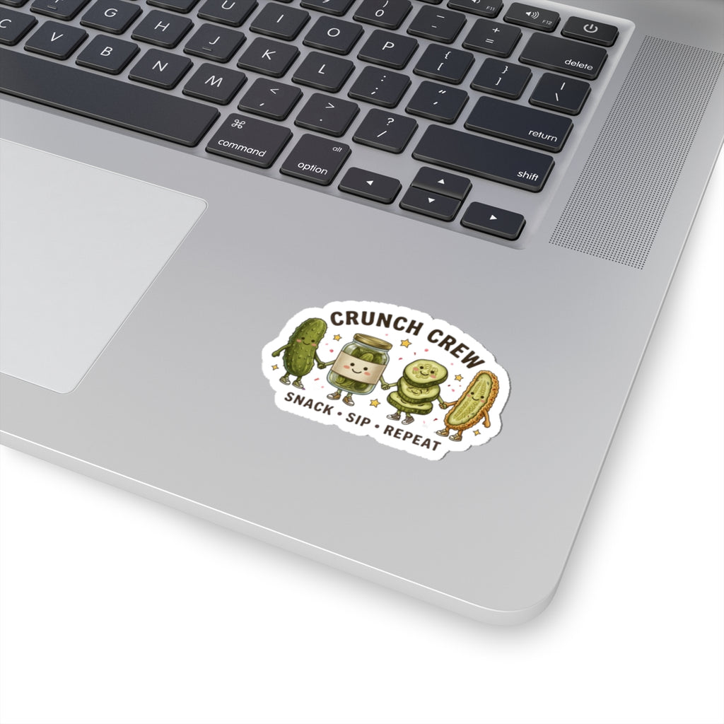 Crunch Crew Pickle Sticker | Cute Retro Pickles, Snack Sip Repeat Kiss-Cut