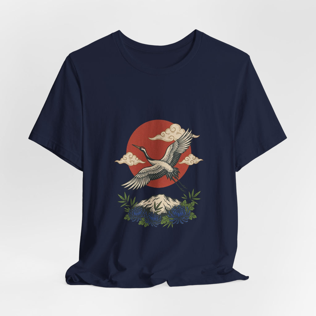 Crane Over Mount Fuji T-Shirt | Traditional Tattoo-Inspired, Japanese Flash