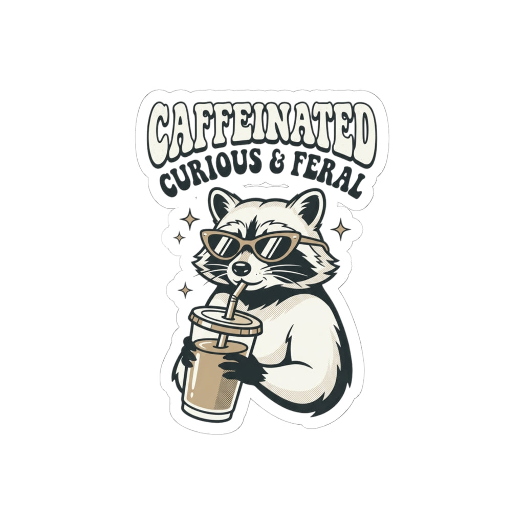 Caffeinated Curious & Feral Raccoon Sticker | Feral Raccoon Aesthetic, Celestial Wilderness
