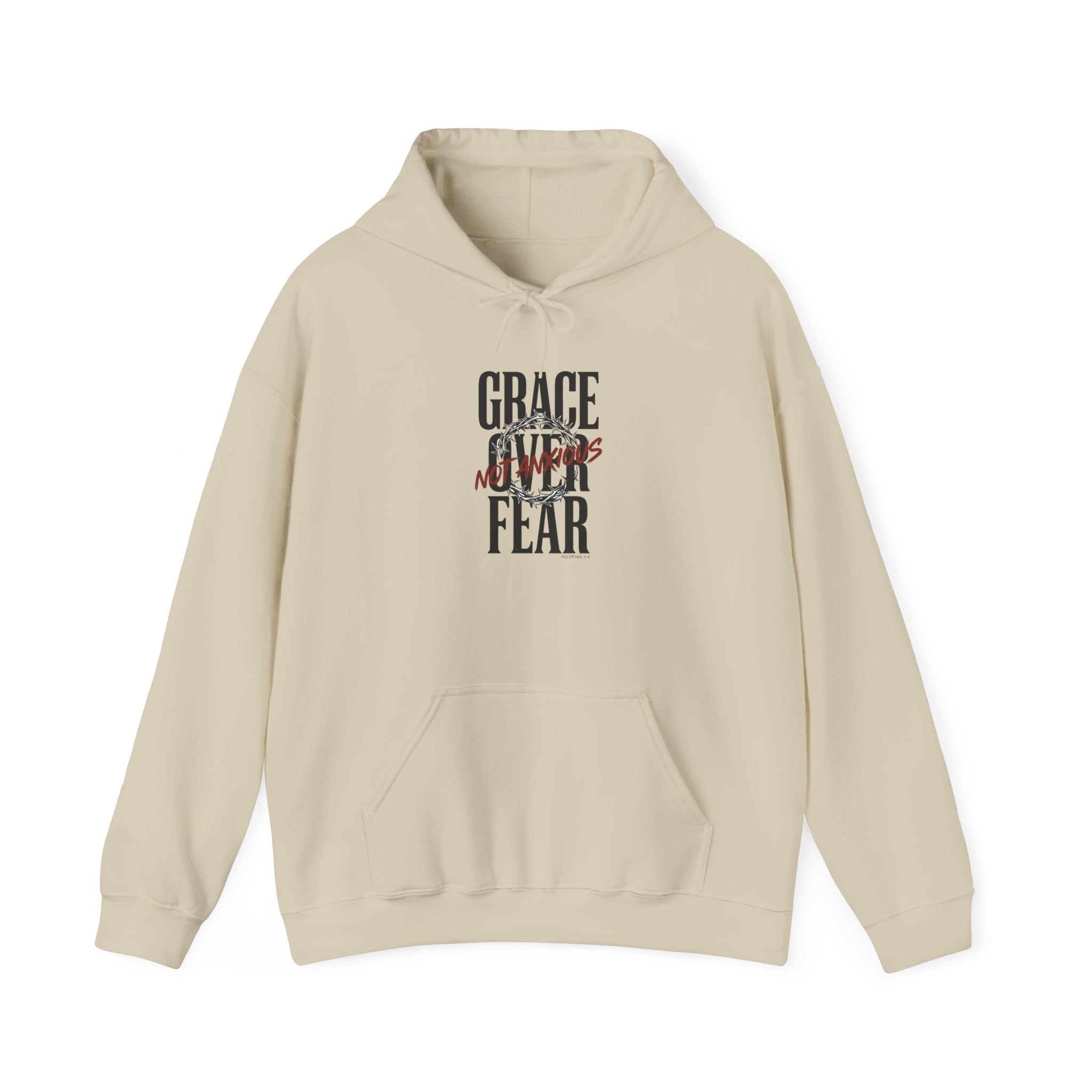 Grace Over Fear Hoodie | Christian Streetwear, Scripture Typography