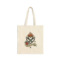Grease & Grit Heart Flame Tote | Traditional Tattoo-Inspired, Rose Banner Canvas