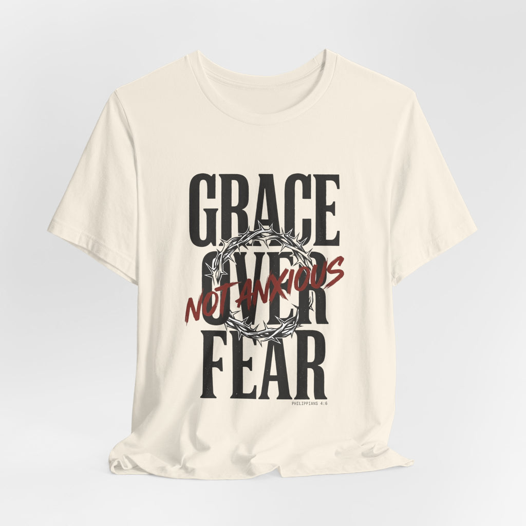 Grace Over Fear T-Shirt | Christian Streetwear, Distressed Typography, Thorn Graphic