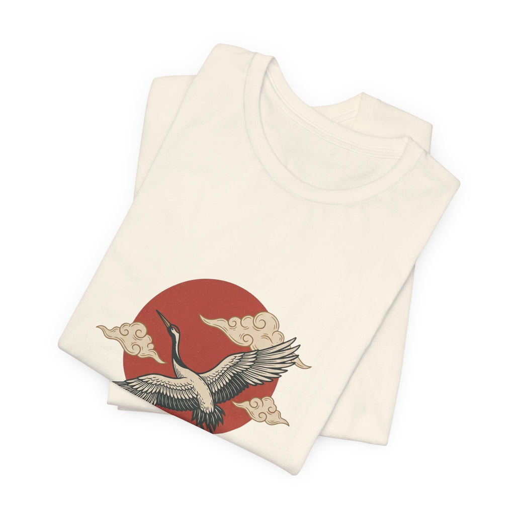 Crane Over Mount Fuji T-Shirt | Traditional Tattoo-Inspired, Japanese Flash
