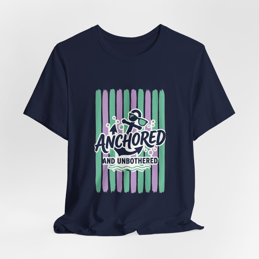 Anchored and Unbothered Tee | Cruise Vacation Shirt, Nautical Anchor, Tropical Stripes