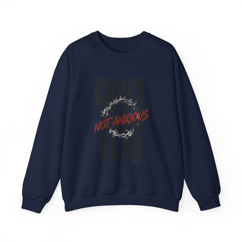 Grace Over Fear Sweatshirt | Christian Streetwear, Scripture Crown of Thorns