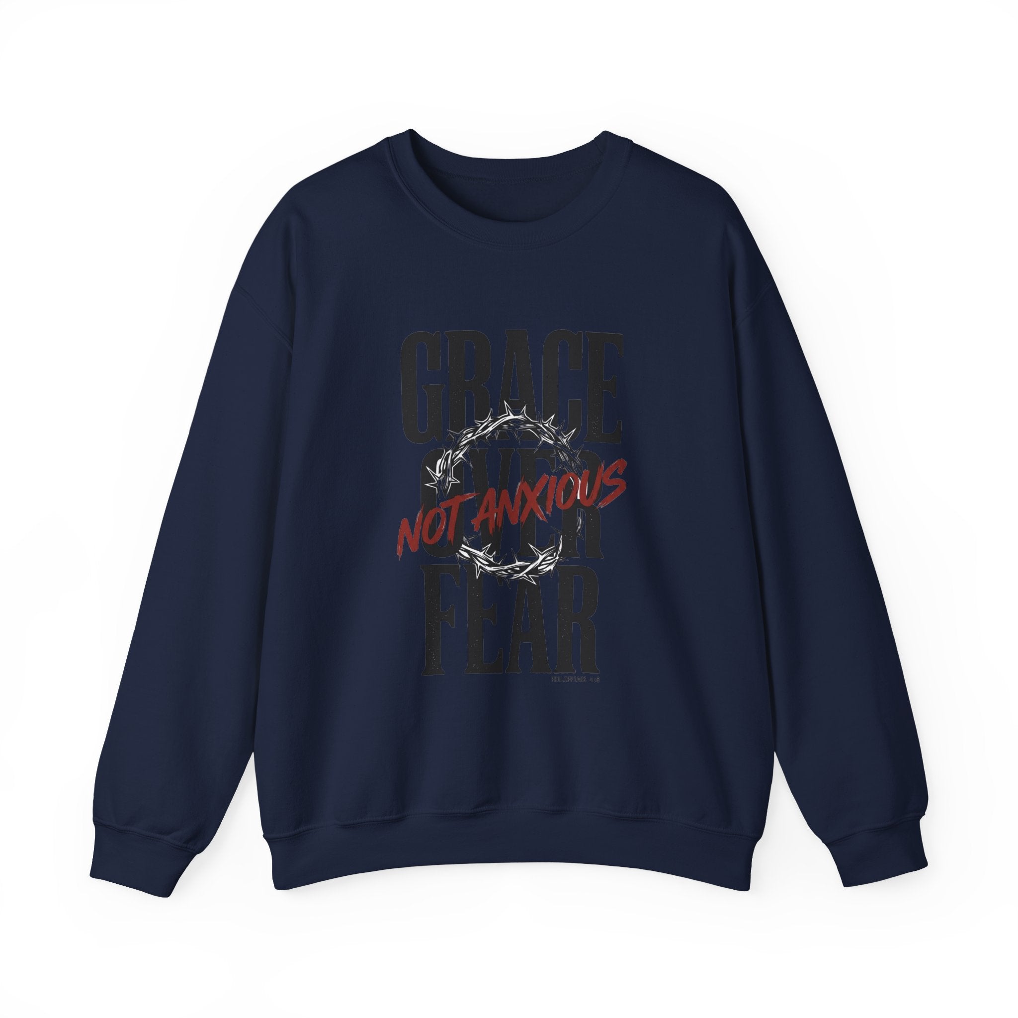 Grace Over Fear Sweatshirt | Christian Streetwear, Scripture Crown of Thorns