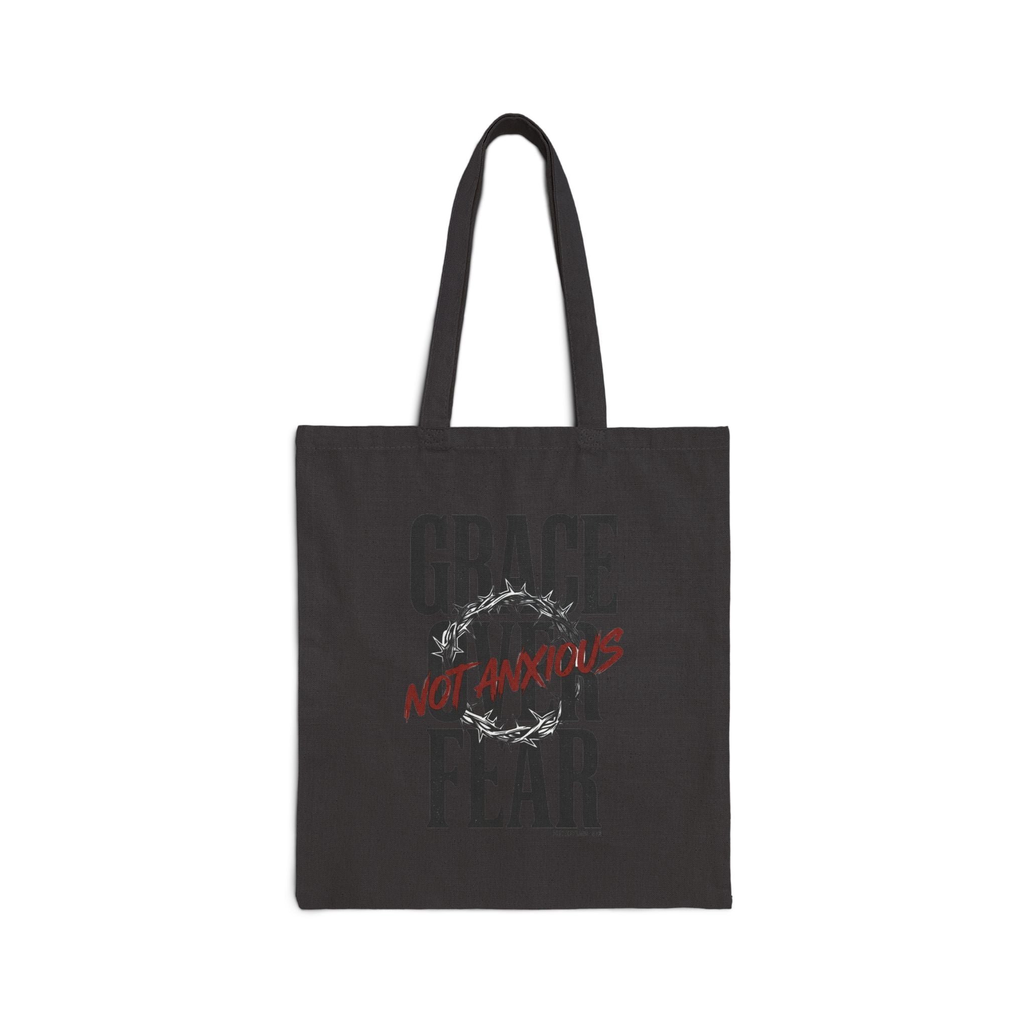 Grace Over Fear Tote | Christian Streetwear, Distressed Scripture Typography