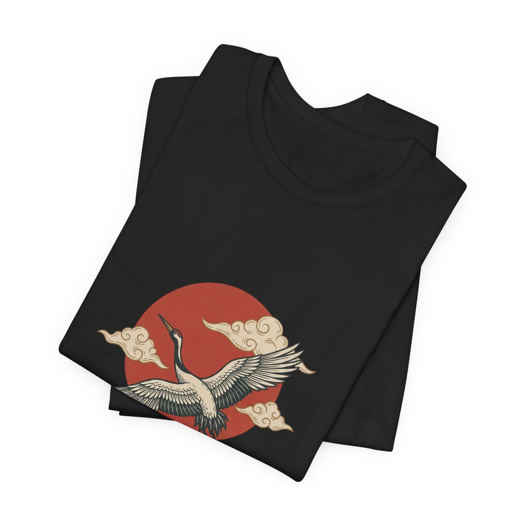 Crane Over Mount Fuji T-Shirt | Traditional Tattoo-Inspired, Japanese Flash