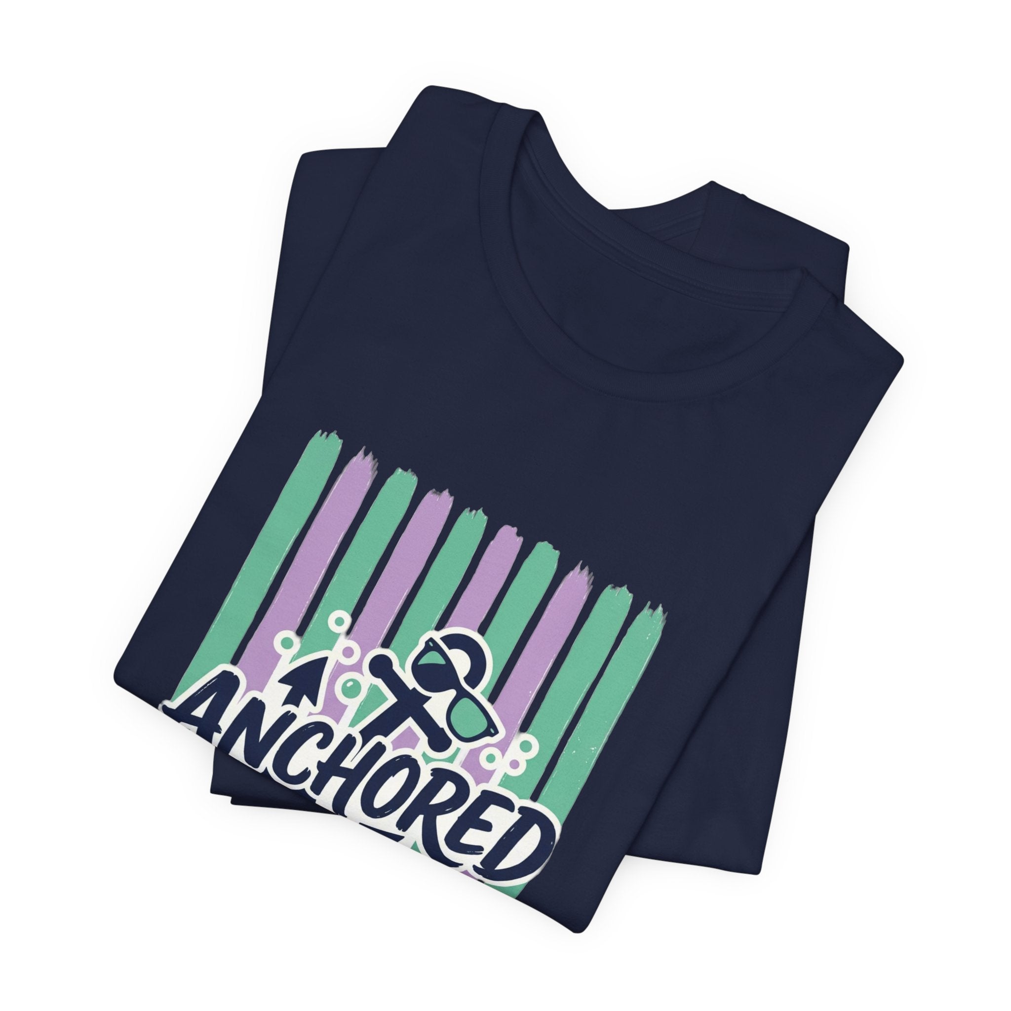 Anchored and Unbothered Tee | Cruise Vacation Shirt, Nautical Anchor, Tropical Stripes