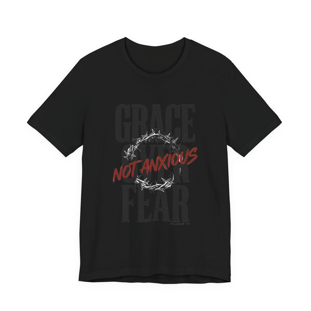 Grace Over Fear T-Shirt | Christian Streetwear, Distressed Typography, Thorn Graphic