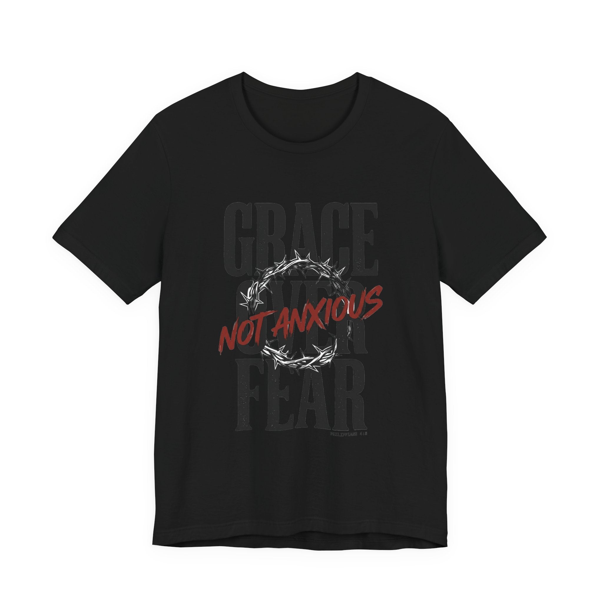Grace Over Fear T-Shirt | Christian Streetwear, Distressed Typography, Thorn Graphic