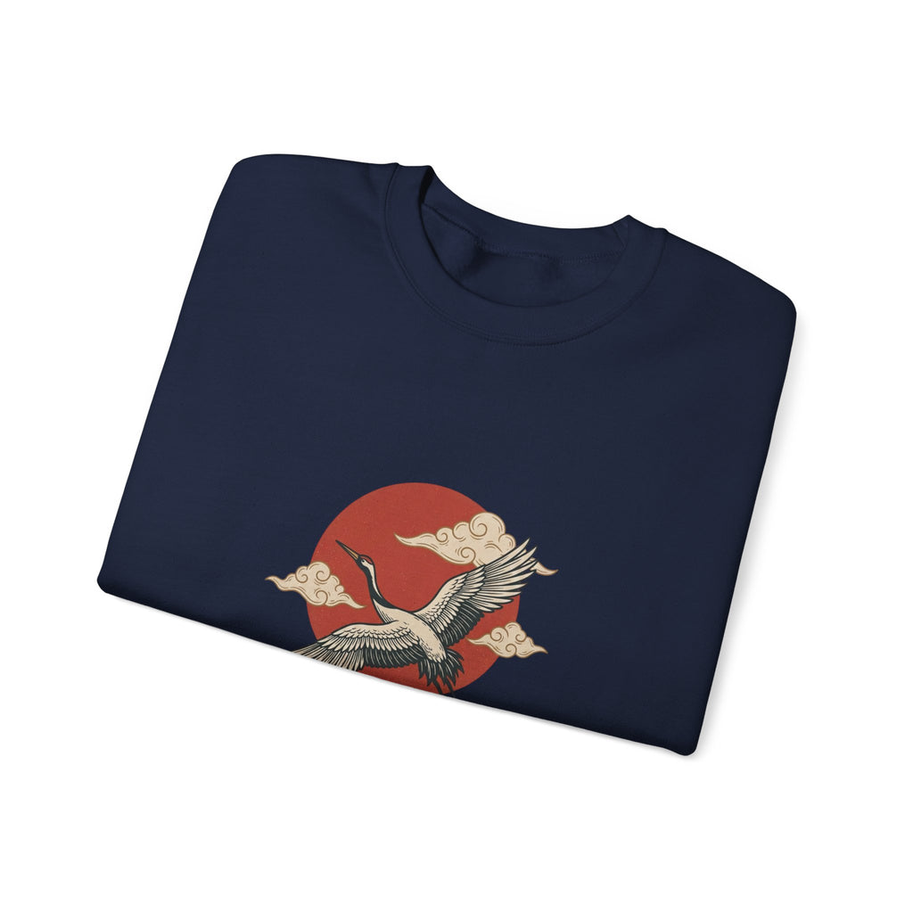 Flying Crane Traditional Tattoo Sweatshirt | Vintage Flash, Limited Palette