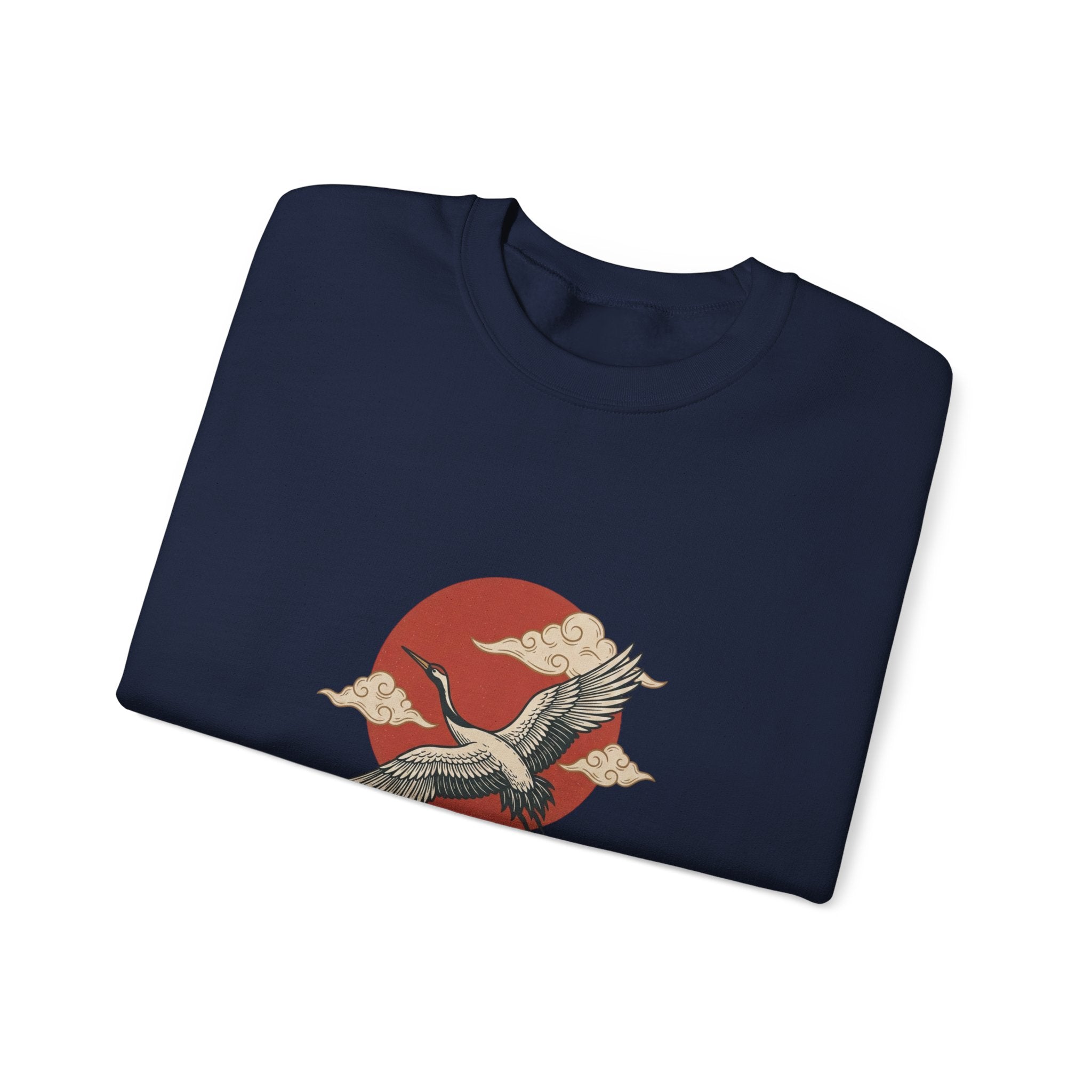 Flying Crane Traditional Tattoo Sweatshirt | Vintage Flash, Limited Palette