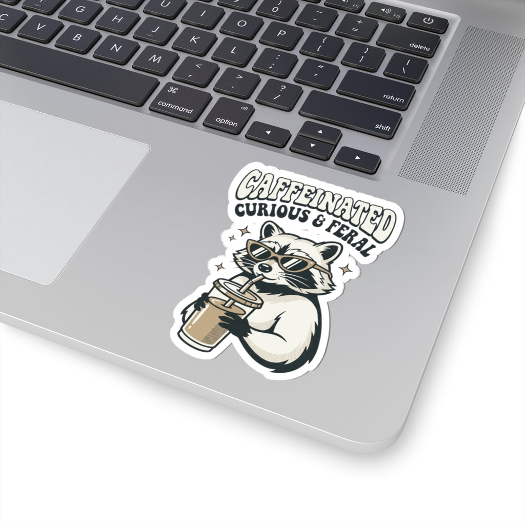Caffeinated Curious & Feral Raccoon Sticker | Feral Raccoon Aesthetic, Celestial Wilderness