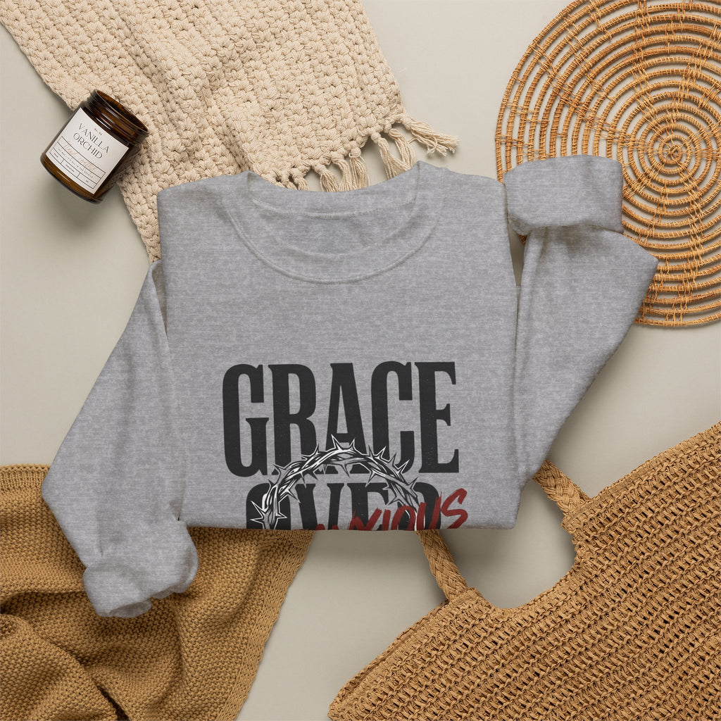 Grace Over Fear Sweatshirt | Christian Streetwear, Scripture Crown of Thorns