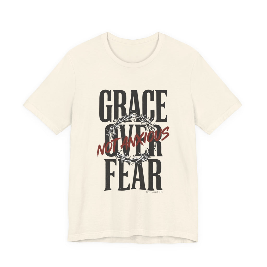 Grace Over Fear T-Shirt | Christian Streetwear, Distressed Typography, Thorn Graphic