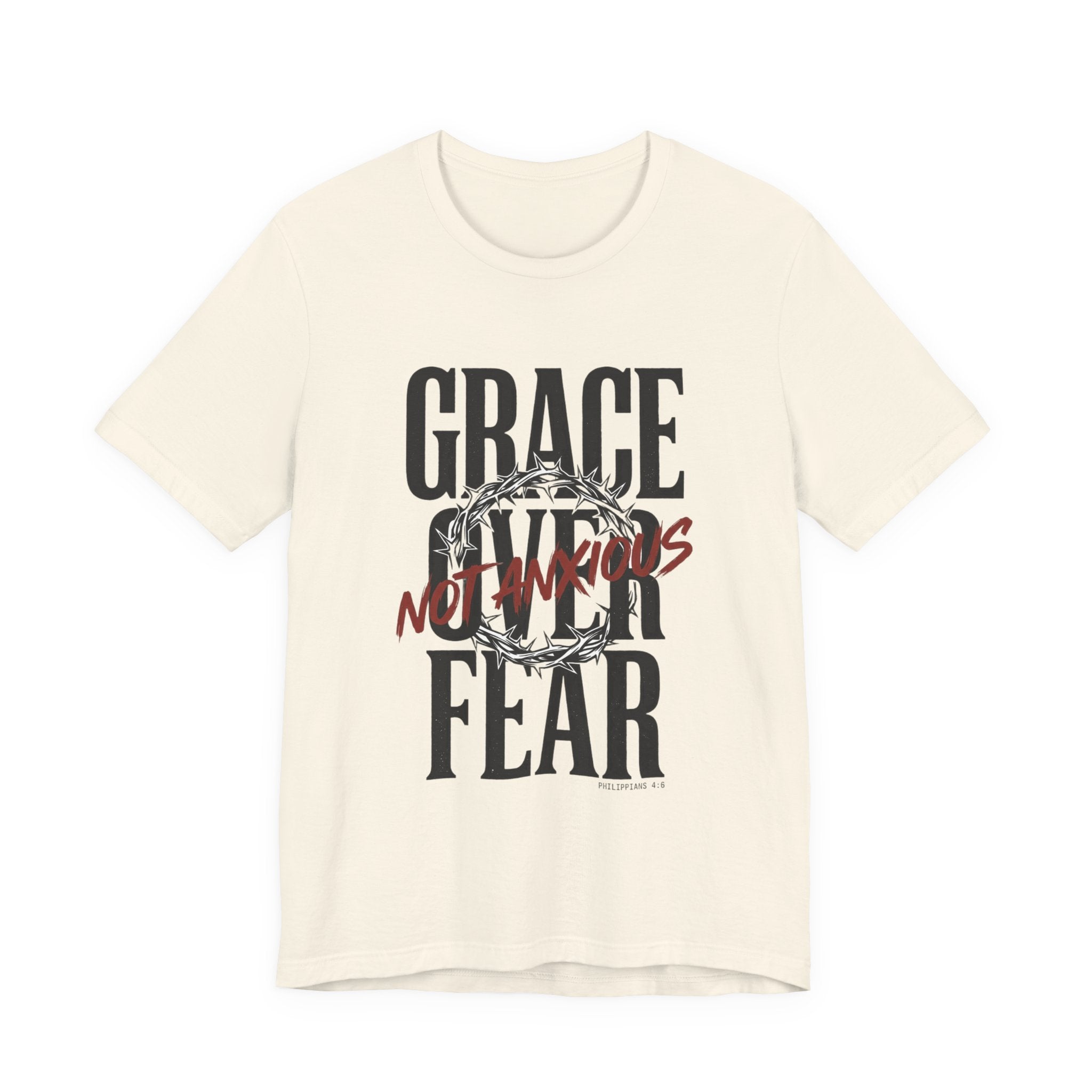 Grace Over Fear T-Shirt | Christian Streetwear, Distressed Typography, Thorn Graphic
