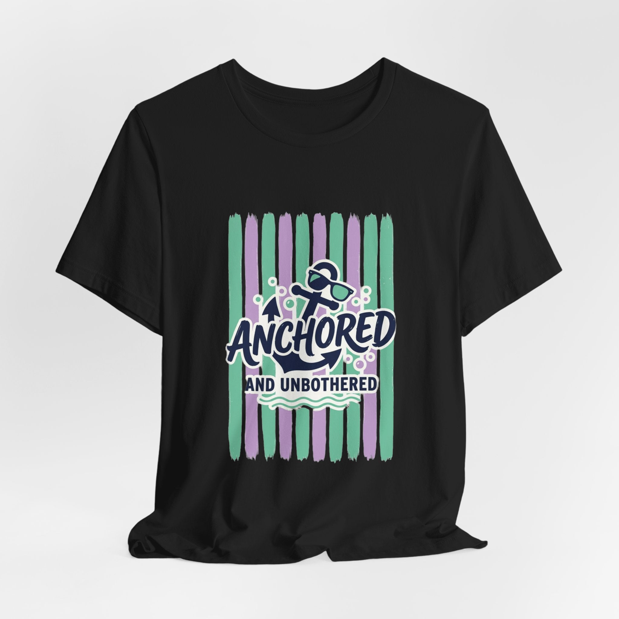Anchored and Unbothered Tee | Cruise Vacation Shirt, Nautical Anchor, Tropical Stripes