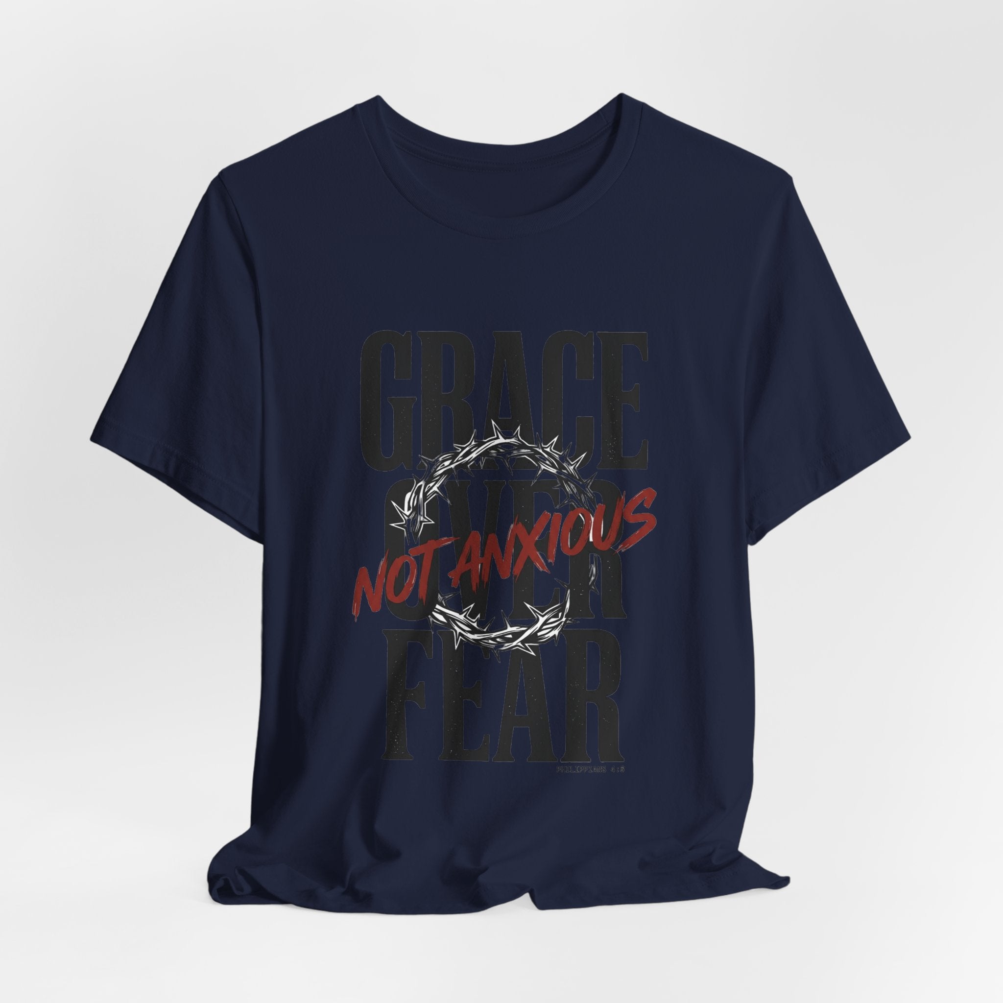 Grace Over Fear T-Shirt | Christian Streetwear, Distressed Typography, Thorn Graphic