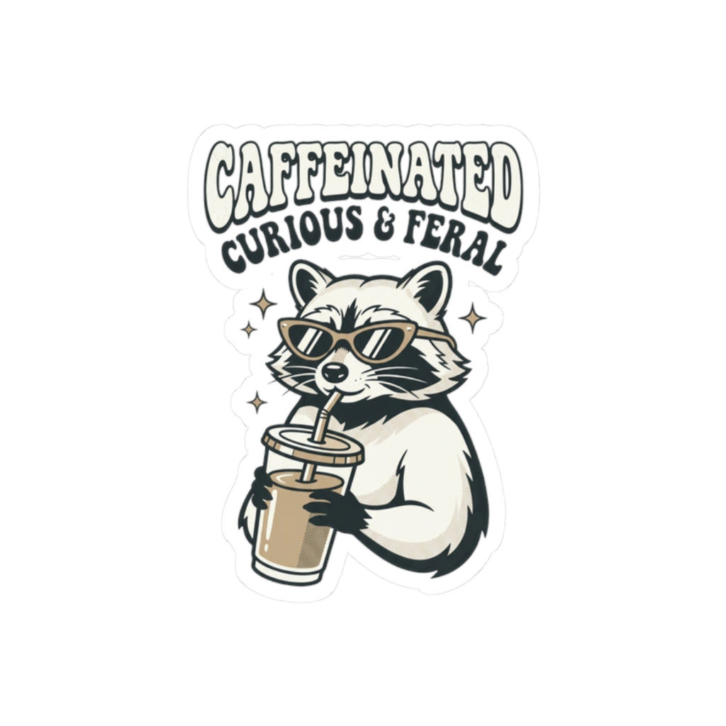 Caffeinated Curious & Feral Raccoon Sticker | Feral Raccoon Aesthetic, Celestial Wilderness
