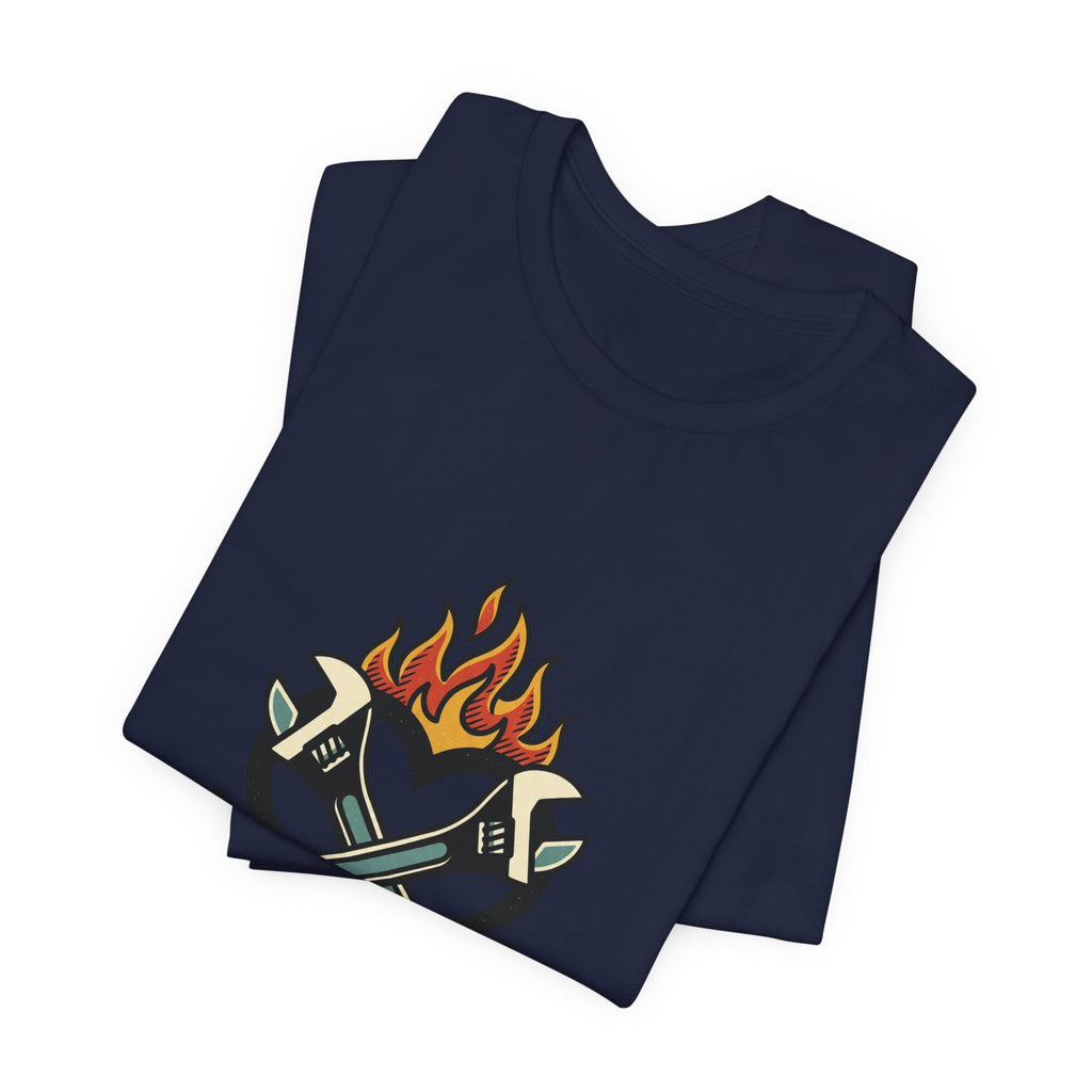 Grease and Grit Heart Flame Tee | Traditional Tattoo Style, Banner & Rose
