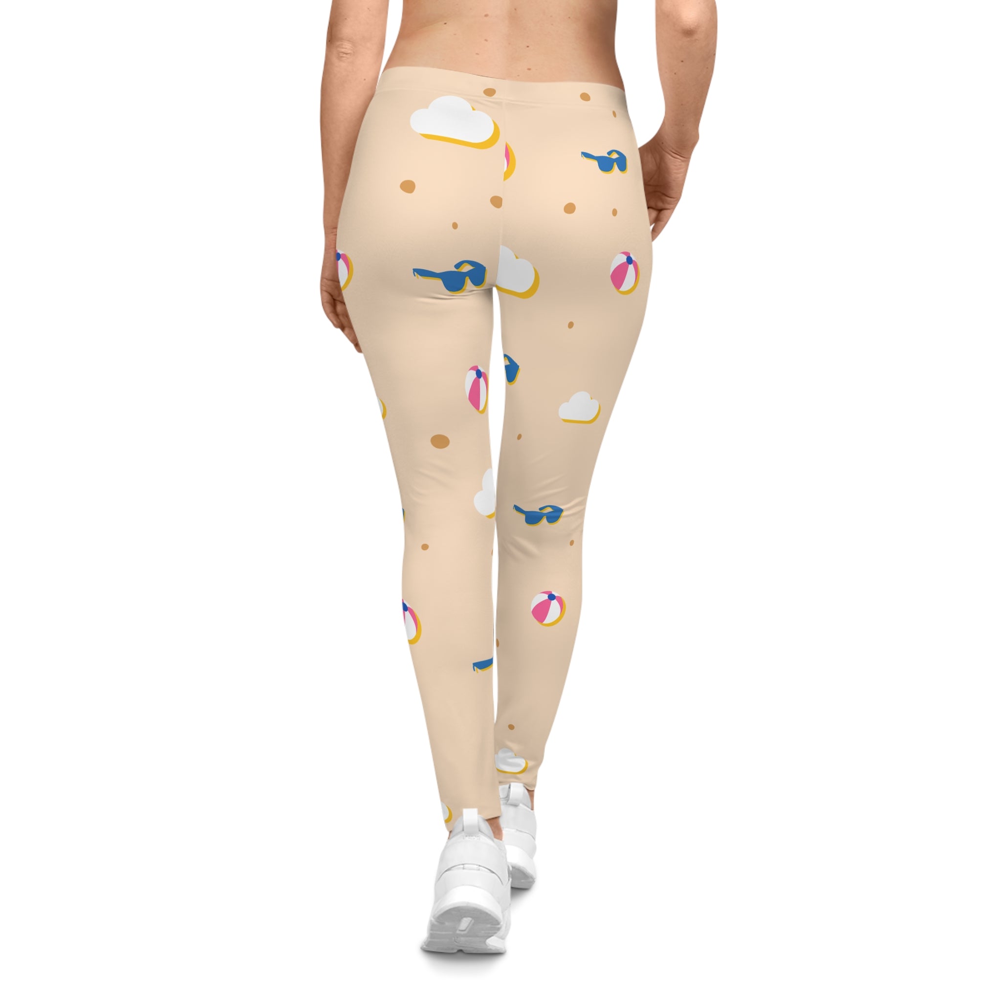NDR™ Beach Ball & Sunglasses Leggings — Women's Summer Beach Pattern Leggings