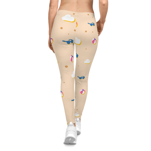 NDR™ Beach Ball & Sunglasses Leggings — Women's Summer Beach Pattern Leggings