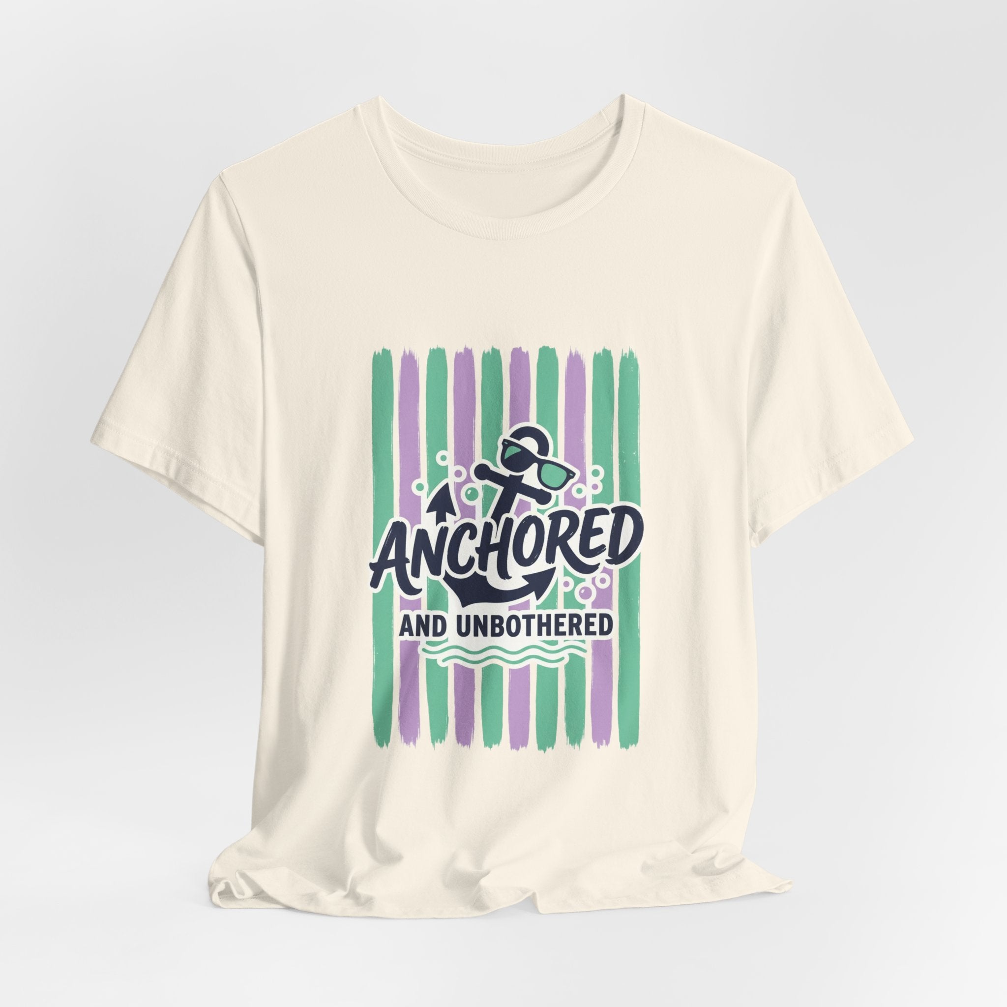 Anchored and Unbothered Tee | Cruise Vacation Shirt, Nautical Anchor, Tropical Stripes