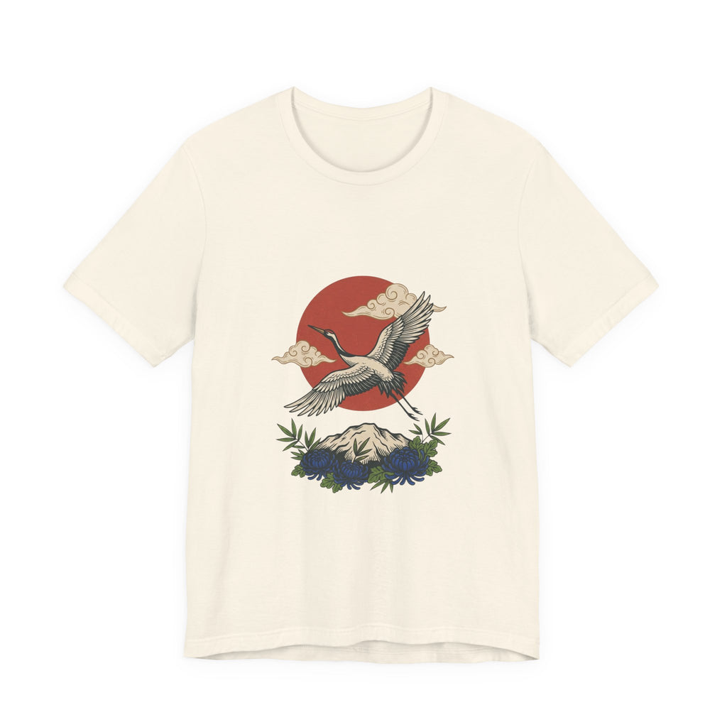 Crane Over Mount Fuji T-Shirt | Traditional Tattoo-Inspired, Japanese Flash