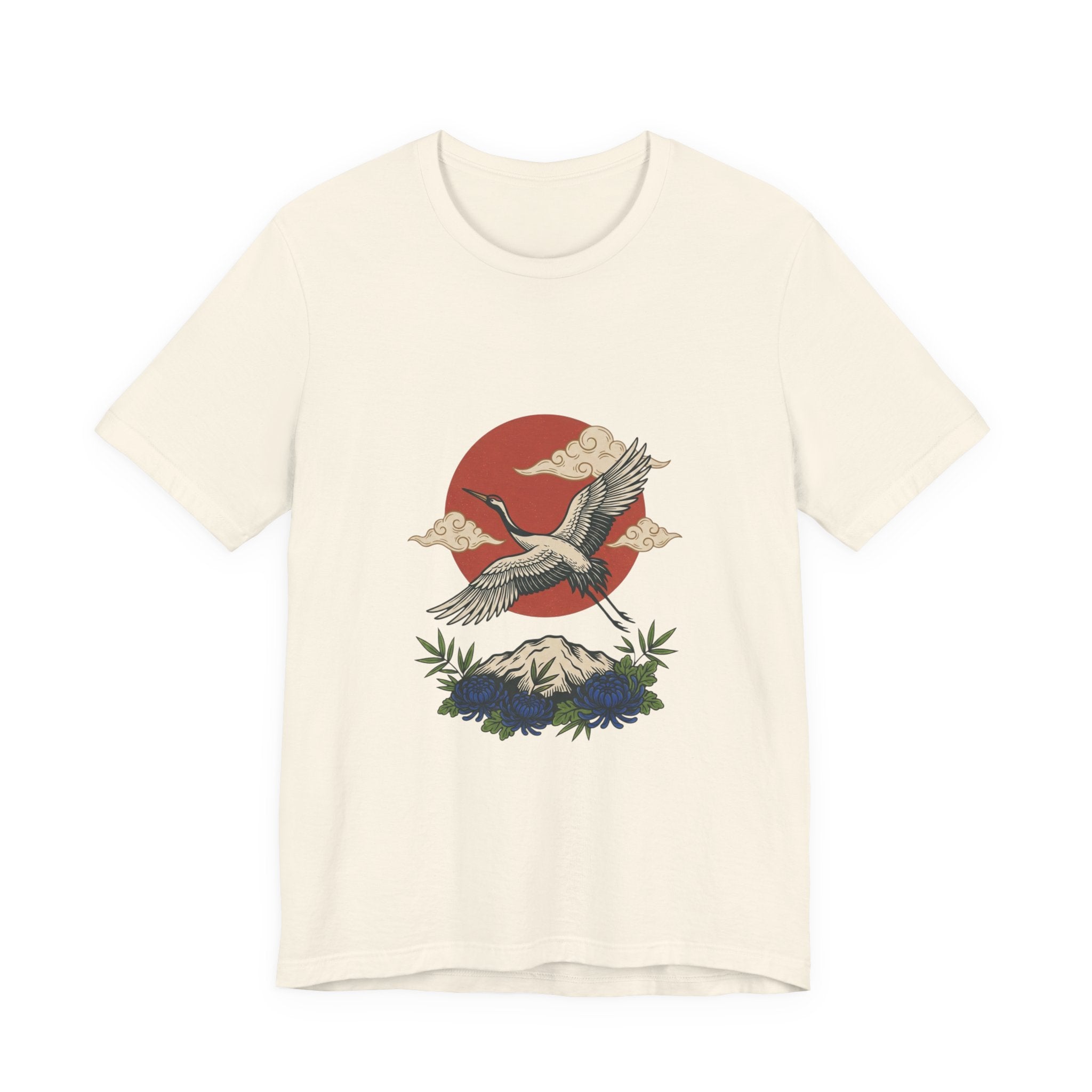 Crane Over Mount Fuji T-Shirt | Traditional Tattoo-Inspired, Japanese Flash