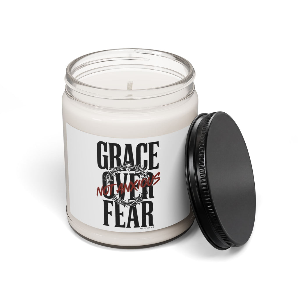 Grace Not Fear Candle | Christian Streetwear Style, Distressed Typography