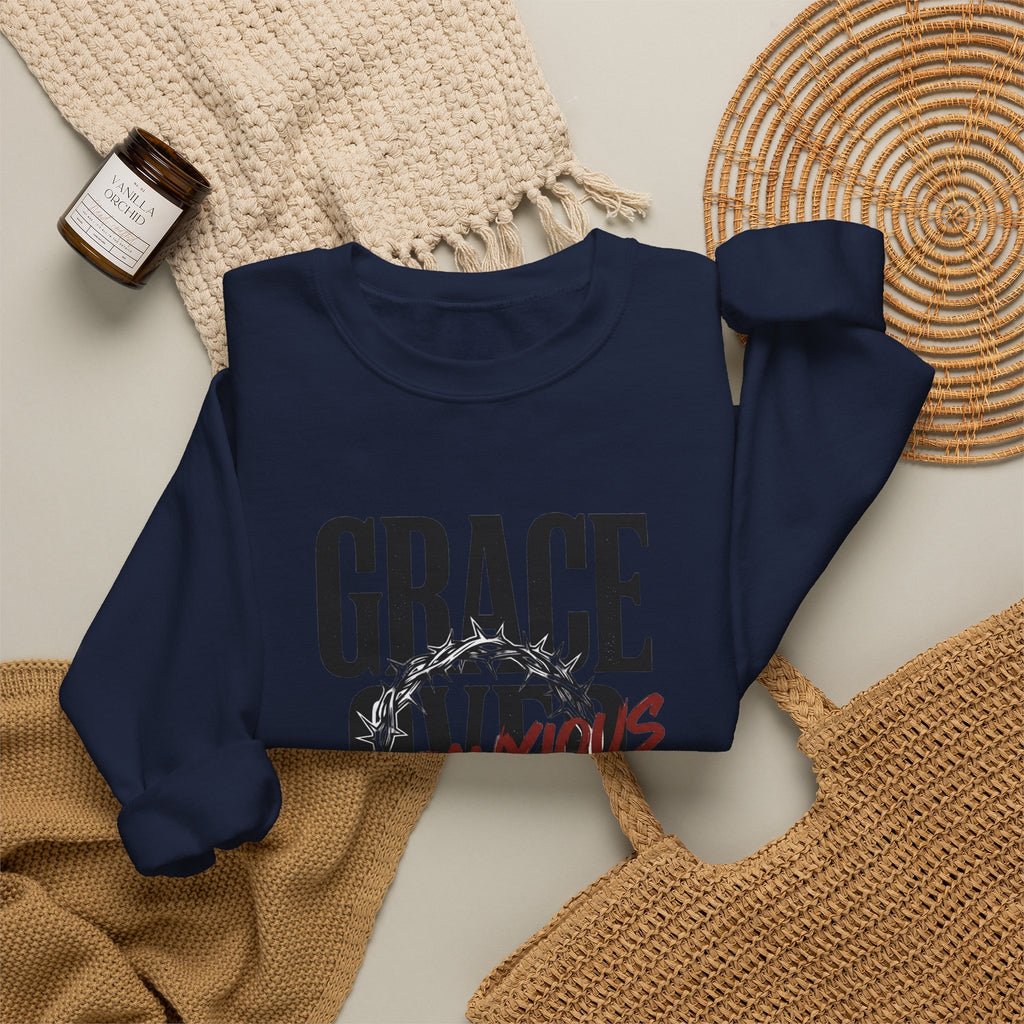 Grace Over Fear Sweatshirt | Christian Streetwear, Scripture Crown of Thorns