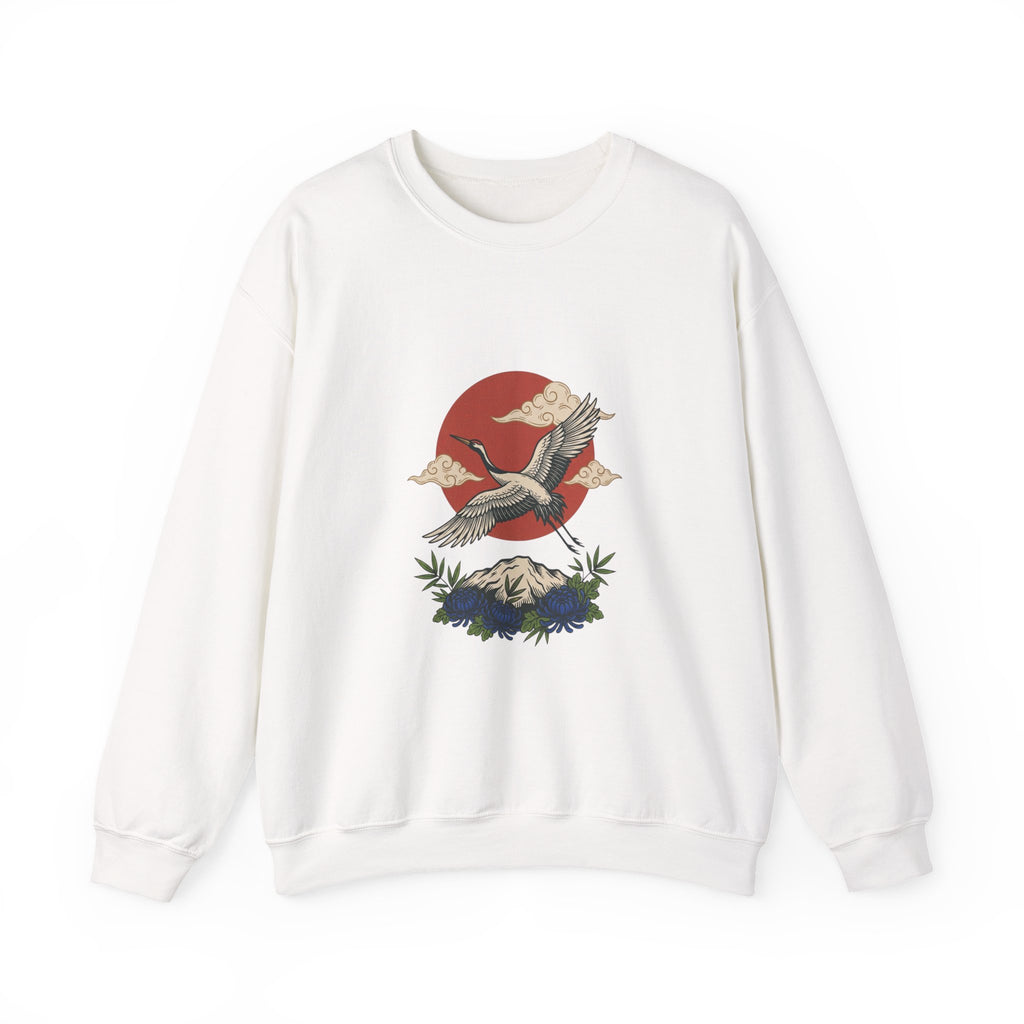 Flying Crane Traditional Tattoo Sweatshirt | Vintage Flash, Limited Palette