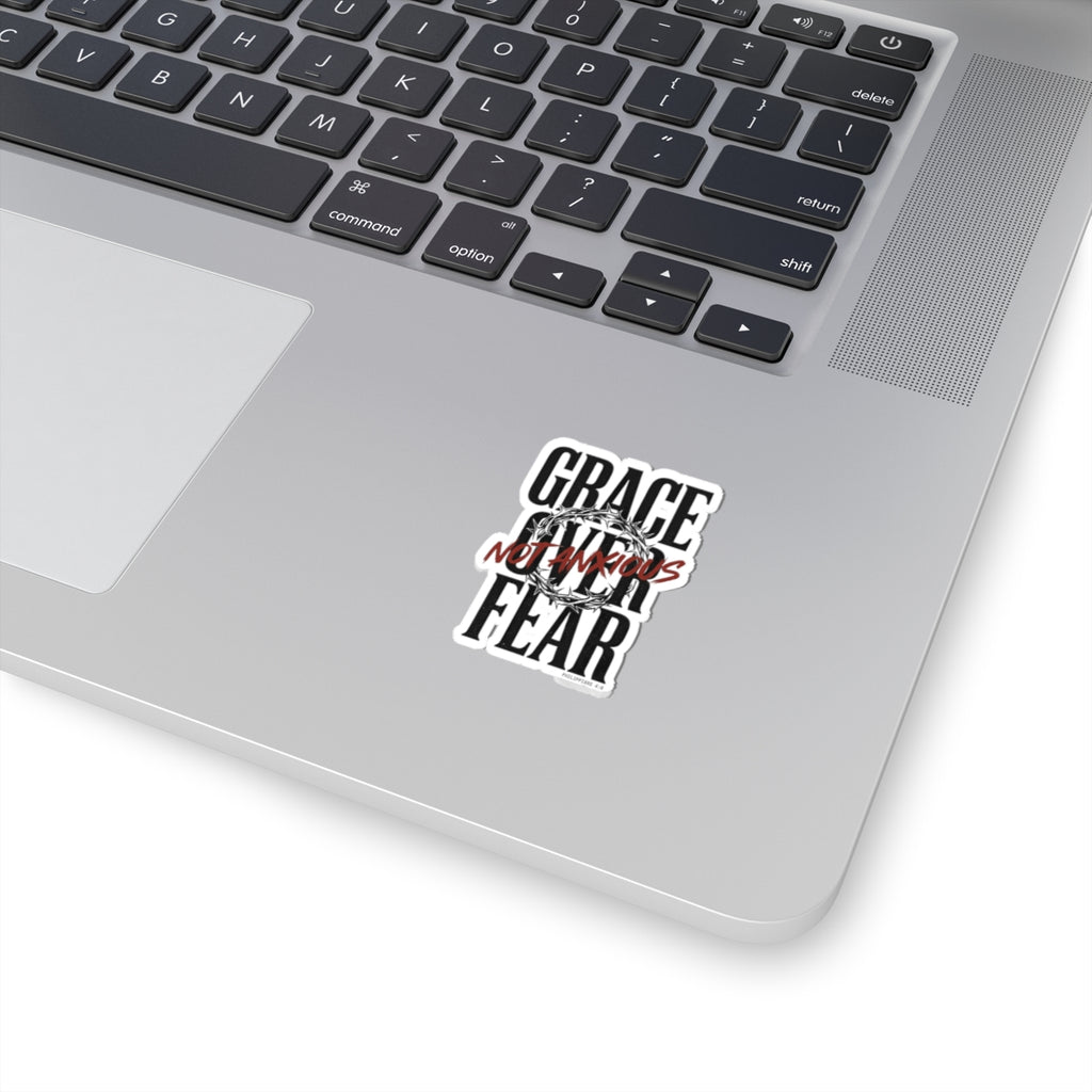 Grace Not Anxious Sticker | Christian Streetwear, Scripture Philippians 4:6, Thorn Crown Graphic