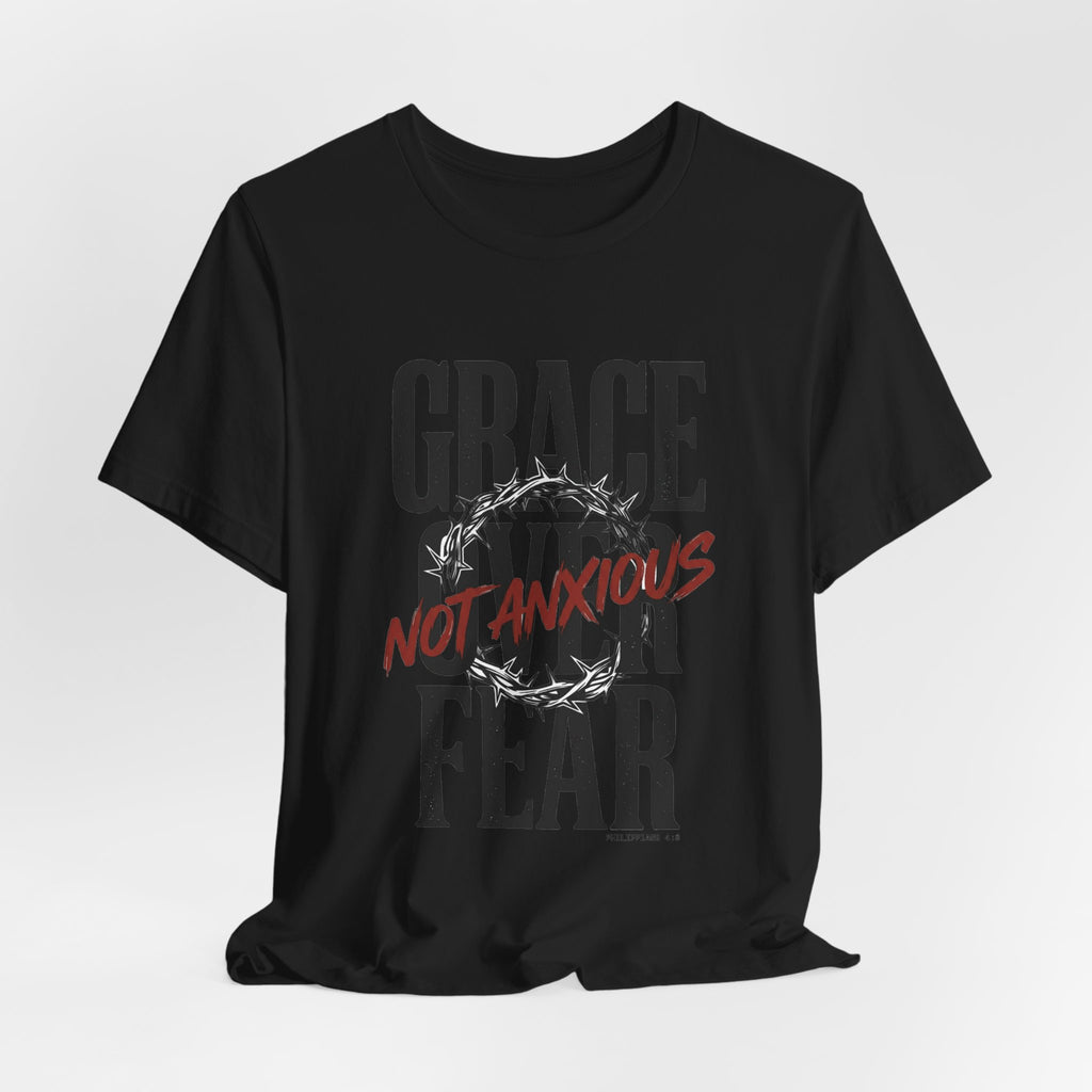 Grace Over Fear T-Shirt | Christian Streetwear, Distressed Typography, Thorn Graphic