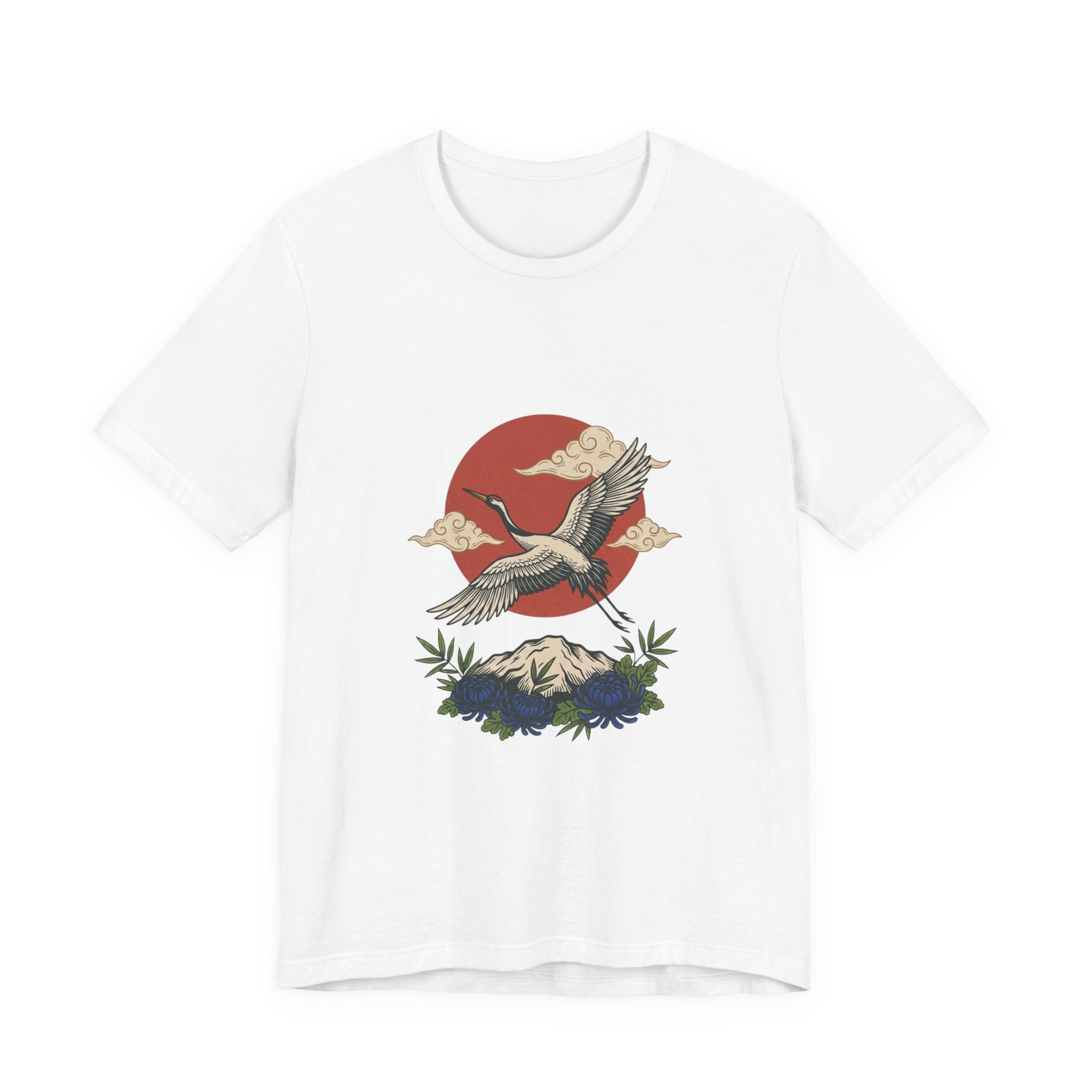 Crane Over Mount Fuji T-Shirt | Traditional Tattoo-Inspired, Japanese Flash