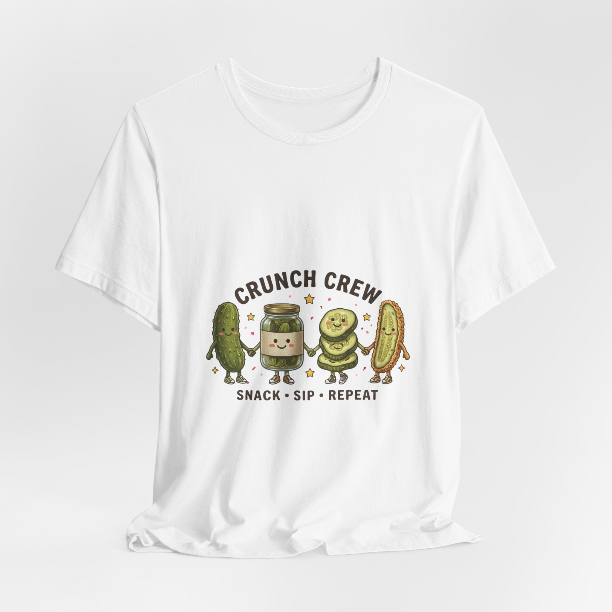 Crunch Crew Pickle Graphic Tee | Cute Kawaii Pickles, Snack Sip Repeat